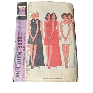 Vintage McCalls 3839 Sewing Pattern Misses Dress Size 16 1973